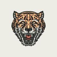 Roaring cheeta, hand drawn line style with digital color, vector illustration