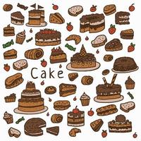 Cake illustration using a hand drawing style continued with digital coloring, this is a combination of hand drawing style and digital color vector