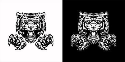 Tiger and claws, isolated on dark and bright background vector