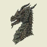 dragón, estilo de línea dibujada a mano con color digital, ilustración vectorial vector