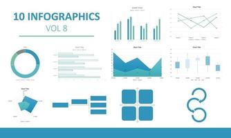 Paquete de 10 elementos infográficos plantilla de diseño vectorial de visualización de datos de elementos infográficos. puede usarse para pasos, opciones, procesos comerciales, flujo de trabajo, diagrama, concepto de diagrama de flujo, línea de tiempo, vector