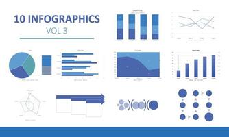 Paquete de 10 elementos infográficos plantilla de diseño vectorial de visualización de datos de elementos infográficos. puede usarse para pasos, opciones, procesos comerciales, flujo de trabajo, diagrama, concepto de diagrama de flujo, línea de tiempo, vector