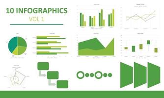 Paquete de 10 elementos infográficos plantilla de diseño vectorial de visualización de datos de elementos infográficos. puede usarse para pasos, opciones, procesos comerciales, flujo de trabajo, diagrama, concepto de diagrama de flujo, línea de tiempo, vector