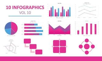 Paquete de 10 elementos infográficos plantilla de diseño vectorial de visualización de datos de elementos infográficos. puede usarse para pasos, opciones, procesos comerciales, flujo de trabajo, diagrama, concepto de diagrama de flujo, línea de tiempo, vector