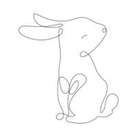Continuous one line drawing . Cute rabbit silhouette with ears in simple minimalist style for design greeting card and web banner. Editable stroke. Linear Vector illustration