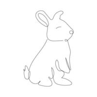 dibujo continuo de una línea. linda silueta de conejo con orejas en estilo minimalista simple para diseño de tarjetas de felicitación y banner web. trazo editable. ilustración vectorial lineal vector