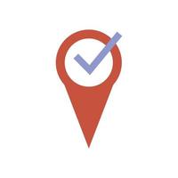 Red map pin vector illustration icon isolated white button element. Position point pin map direction marker place label. Attach thumbtack location pointer icon notice pinned pushpin navigation busines