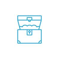 eps10 blue vector treasure chest line icon isolated on white background. open treasure  symbol in a simple flat trendy modern style for your website design, logo, pictogram, and mobile application