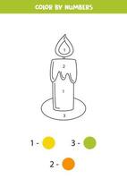 Color cartoon candle by numbers. Worksheet for kids. vector