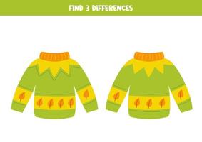 Find three differences between two autumn sweaters. vector