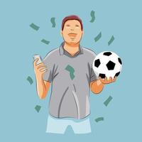 Man excited won football betting vector