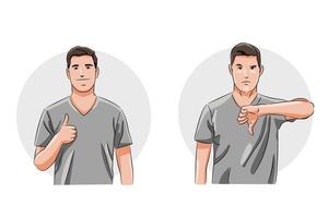 Set of man agree and disagree pose vector