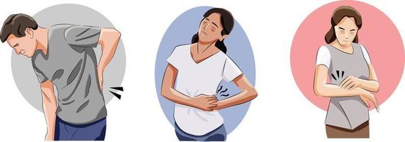 Man and woman having back pain and strain need medical attention vector