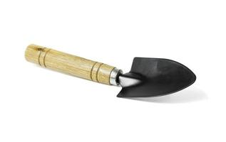 Steel shovel with a wooden handle photo