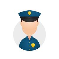 Police officer avatar head face plain icon illustration vector