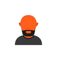 avatar de piel naranja con barba y cabeza calva vector