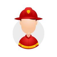 Firefighter fireman rescue hero red helmet uniform character job avatar illustration plain no face vector