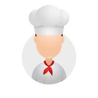 Head chef tall white hat toque blanche red scarf necktie neckerchief avatar plain face icon illustration download