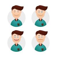 Young male boy with stylist hair cute avatar expression set vector
