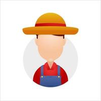 joven agricultor jardinero con sombrero de paja amarillo sin rostro cabeza plana avatar personaje icono ilustración vector