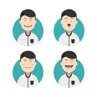 Set young male man people in pajamas avatar with various expression illustration vector