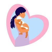 Hope and rescue of newborn babies. mom and baby in heart vector