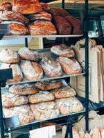 Bakery with assortment of healthy rustic bread photo