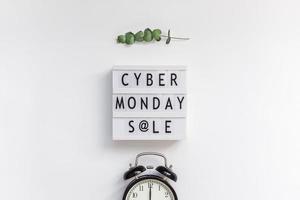 Cyber Monday sale text on white lightbox photo