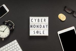 Cyber Monday sale text on white lightbox photo