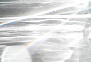 Water texture overlay effect, rays of light  shadow overlay effect with rainbow reflection of light from water on a white background, mockup and backdrop photo