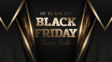 Black friday sale background with glitter light effects elements and gold line decoration. Luxury style banner design concept. vector