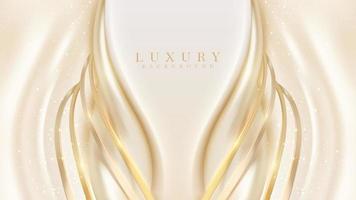 Luxury background with golden curve line element and glitter light effect decoration. vector