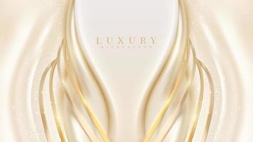 Luxury background with golden curve line element and glitter light effect decoration. vector