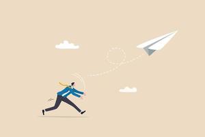 Start your own business, begin new company or launch new project, opportunity to get new job or entrepreneur small business concept, courage businessman launching paper airplane origami into the sky. vector