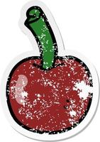 distressed sticker of a cartoon cherry vector