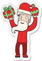 sticker of a cartoon santa claus vector