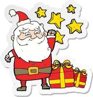 sticker of a cartoon santa claus vector