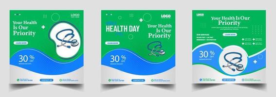 Healthcare prevention banner or square flyer for social media post template vector