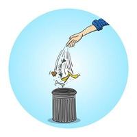 Vector iIlustration of throwing trash into a container