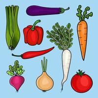 Hand-drawn isolated vector farm product vegetable set illustration