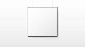 ilustración de maqueta de exhibición de marca de lienzo cuadrado en blanco blanco colgante vector