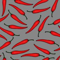 Seamless pattern red chilli texture background vector illustration graphic