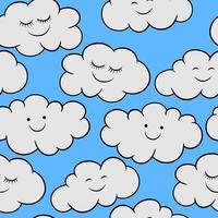 Cute clouds texture background seamless pattern for kids. Vector illustration design