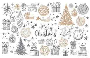 Christmas Doodle collection. Merry Christmas and New Year set. vector