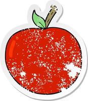distressed sticker of a cartoon apple vector