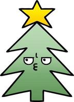 gradient shaded cartoon christmas tree vector