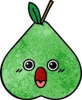 retro grunge texture cartoon green pear vector