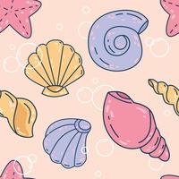 summer beach concept. seamless pattern seashell colorful icons and bubbles vector