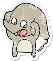 distressed sticker of a cute cartoon elephant vector