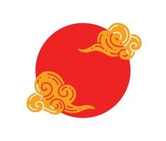 Asian circle cloud . traditional cloudy ornaments in Asian vector